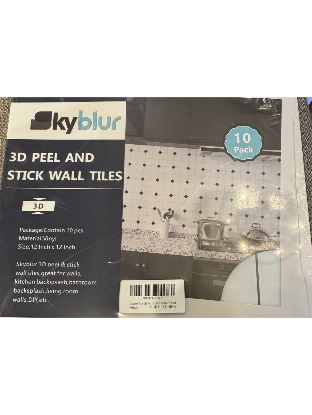 New Skyblur 3D Peel and Stick White Black Subway Style Wall Tiles 12 x 12 Vinyl